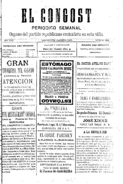 El Congost, 6/8/1893 [Issue]