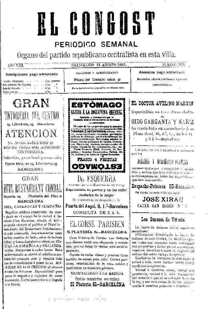 El Congost, 13/8/1893 [Issue]