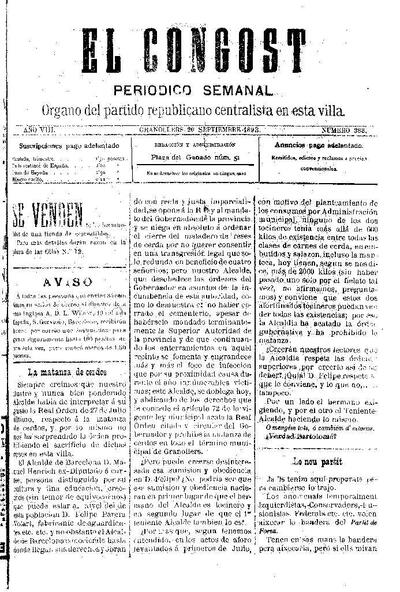 El Congost, 20/9/1893 [Issue]