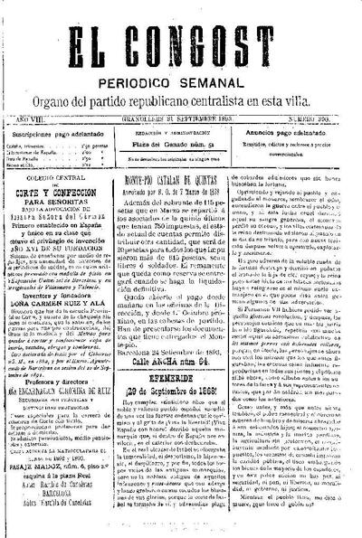 El Congost, 1/10/1893 [Issue]