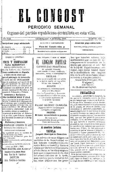 El Congost, 8/10/1893 [Issue]