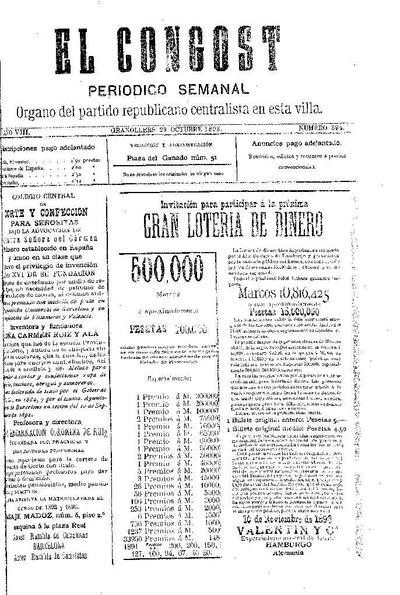 El Congost, 29/10/1893 [Issue]