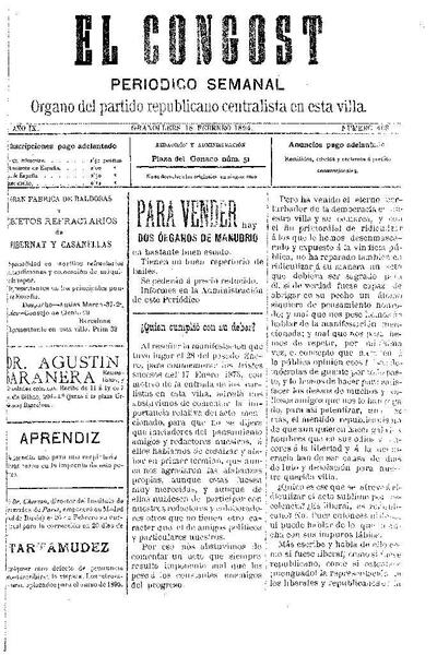 El Congost, 18/2/1894 [Issue]