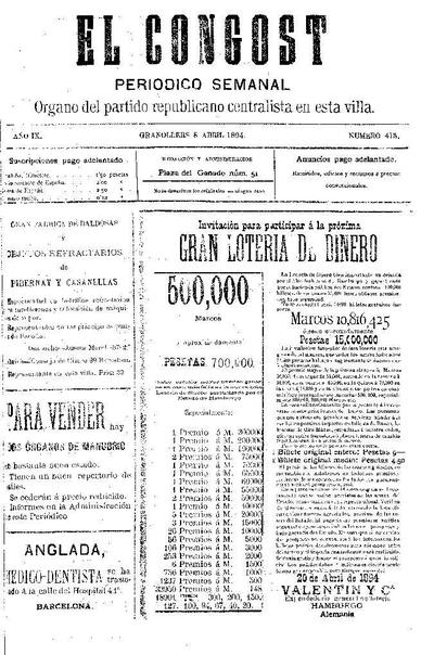 El Congost, 8/4/1894 [Issue]