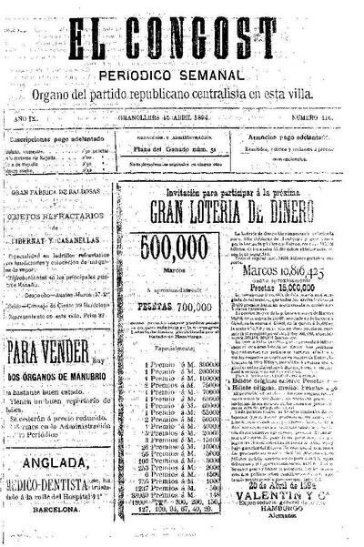 El Congost, 15/4/1894 [Issue]