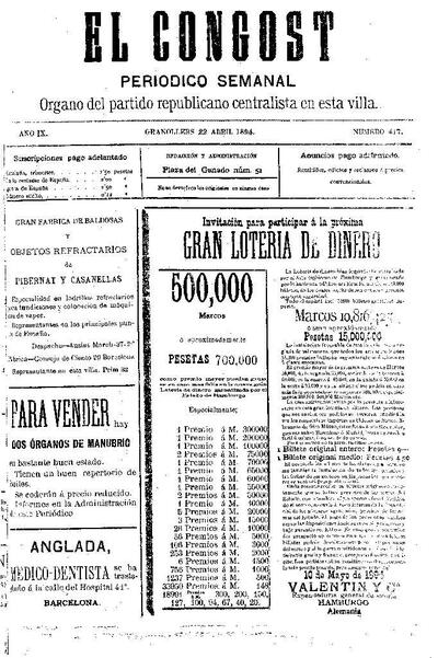 El Congost, 22/4/1894 [Issue]