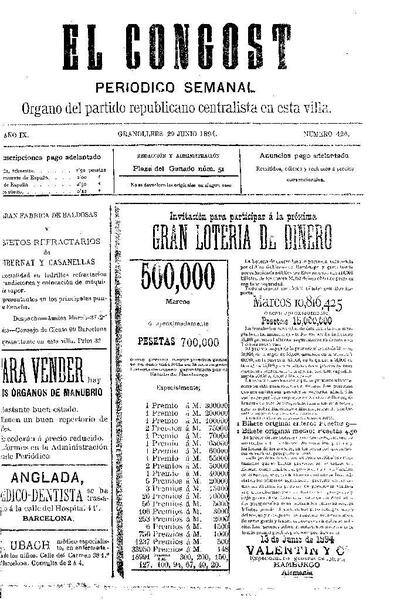 El Congost, 29/6/1894 [Issue]