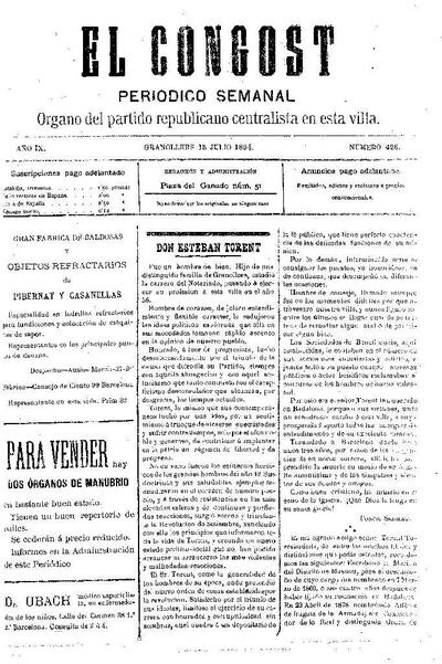 El Congost, 15/7/1894 [Issue]