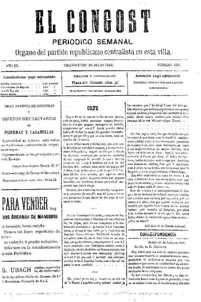 El Congost, 22/7/1894 [Issue]