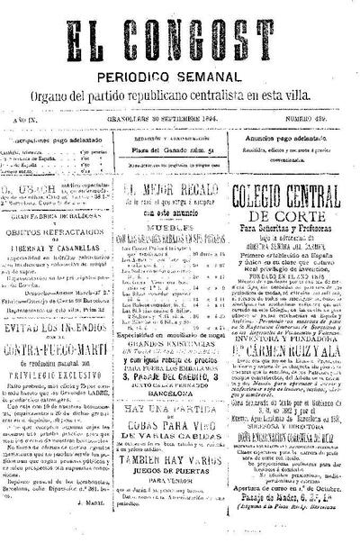 El Congost, 30/9/1894 [Issue]