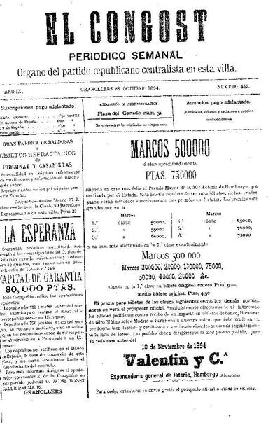 El Congost, 28/10/1894 [Issue]