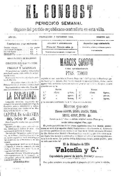 El Congost, 2/12/1894 [Issue]