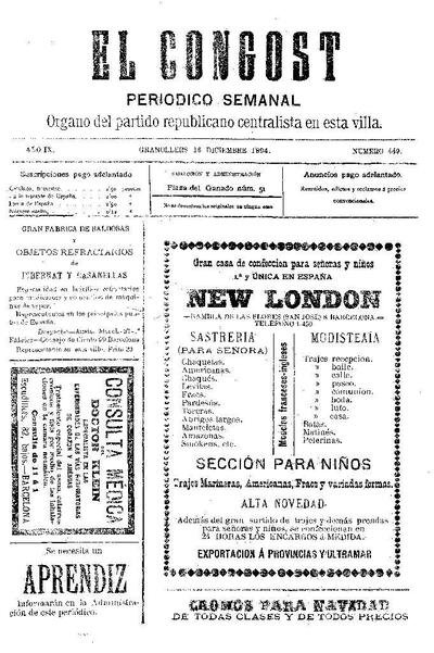 El Congost, 16/12/1894 [Issue]