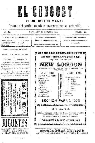 El Congost, 23/12/1894 [Issue]