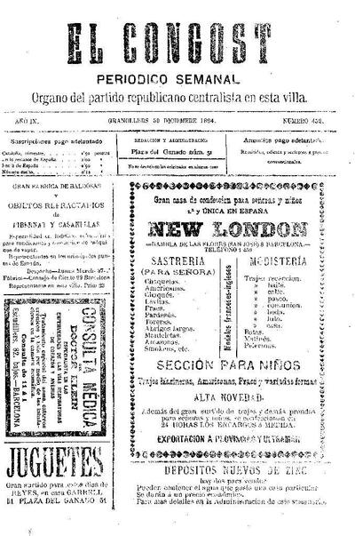 El Congost, 30/12/1894 [Issue]