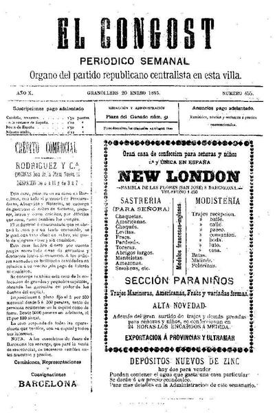 El Congost, 20/1/1895 [Issue]