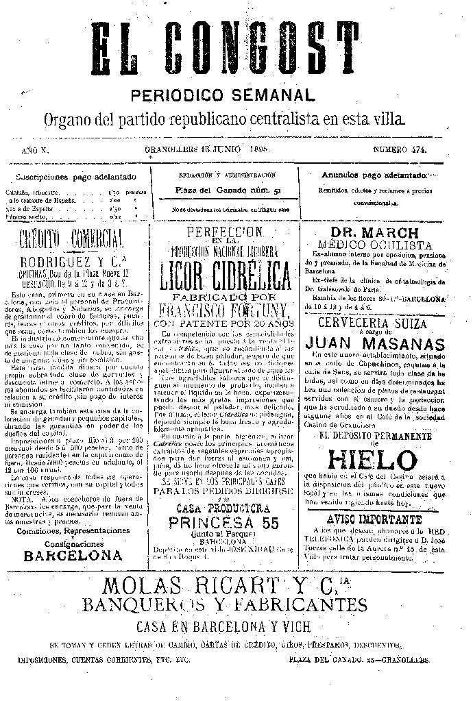 El Congost, 16/6/1895 [Issue]