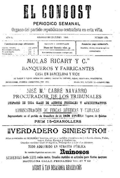 El Congost, 23/6/1895 [Issue]