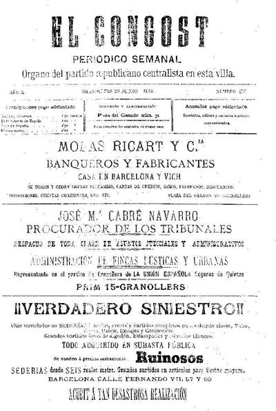 El Congost, 29/6/1895 [Issue]