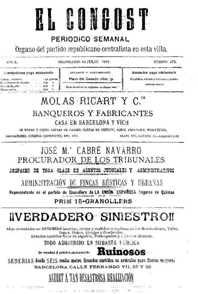 El Congost, 14/7/1895 [Issue]