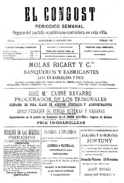 El Congost, 11/8/1895 [Issue]