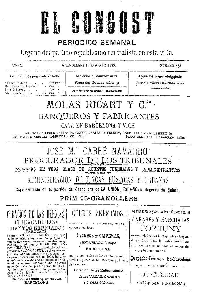 El Congost, 18/8/1895 [Issue]