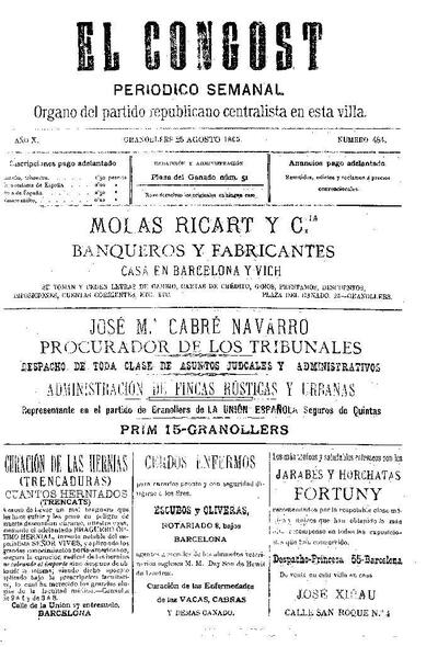 El Congost, 25/8/1895 [Issue]