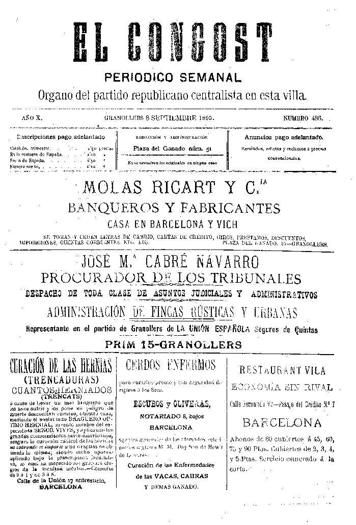 El Congost, 8/9/1895 [Issue]