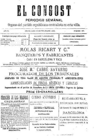 El Congost, 15/9/1895 [Issue]