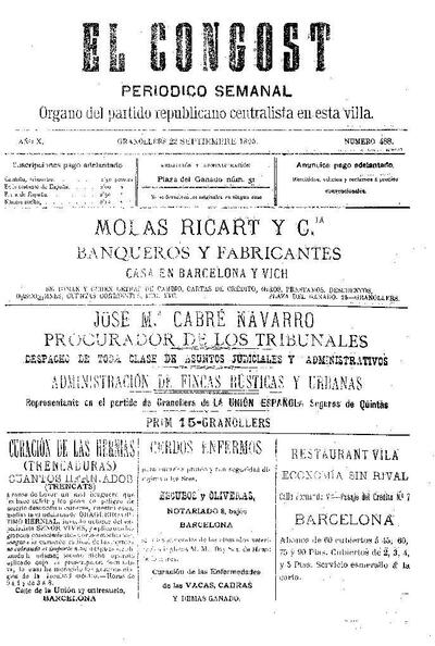 El Congost, 22/9/1895 [Issue]