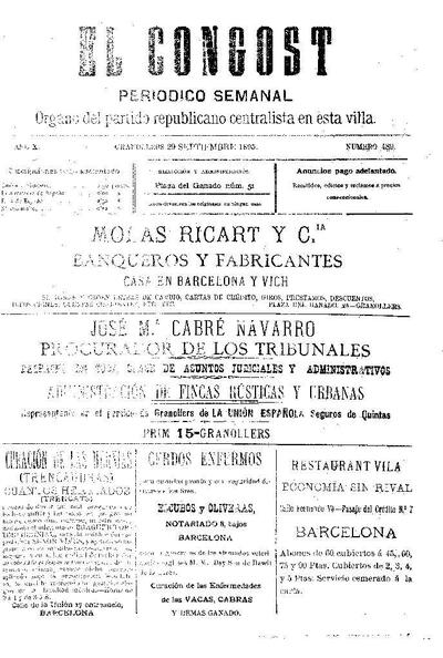 El Congost, 29/9/1895 [Issue]