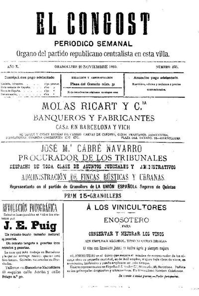 El Congost, 10/11/1895 [Issue]