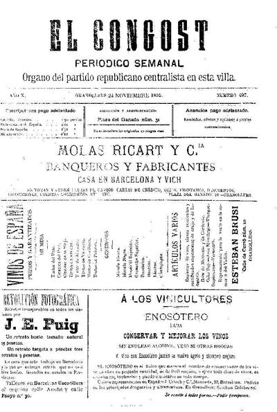 El Congost, 24/11/1895 [Issue]