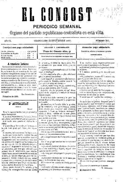 El Congost, 25/12/1895 [Issue]