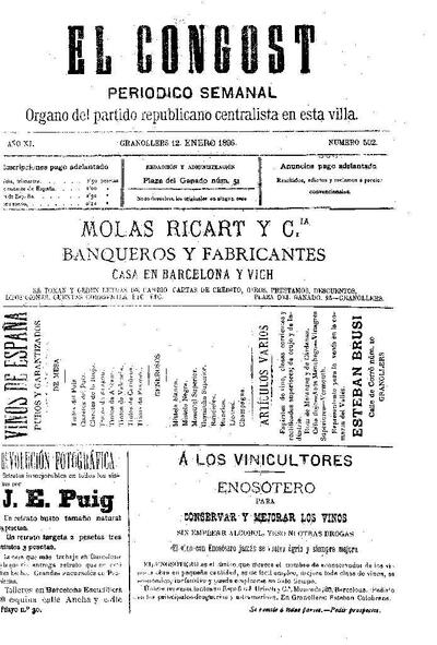 El Congost, 12/1/1896 [Issue]