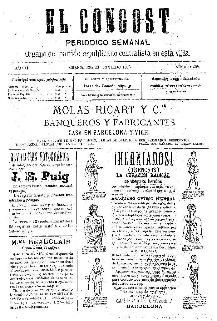 El Congost, 23/2/1896 [Issue]