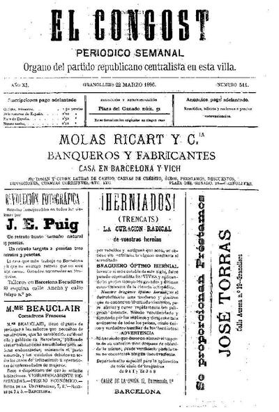 El Congost, 22/3/1896 [Issue]