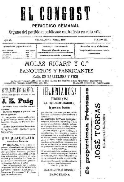 El Congost, 5/4/1896 [Issue]