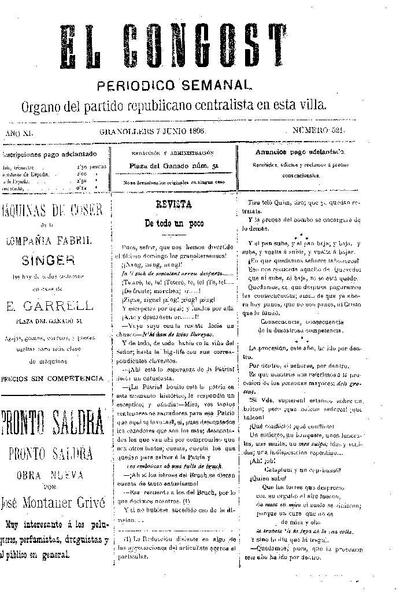 El Congost, 7/6/1896 [Issue]