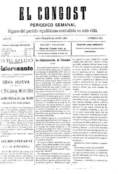 El Congost, 28/6/1896 [Issue]