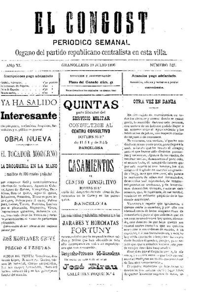 El Congost, 19/7/1896 [Issue]