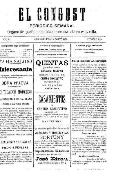 El Congost, 2/8/1896 [Issue]