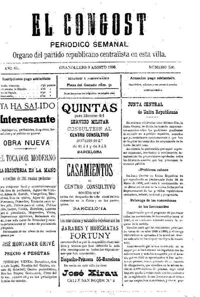 El Congost, 9/8/1896 [Issue]