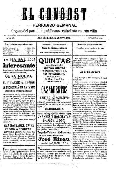 El Congost, 15/8/1896 [Issue]