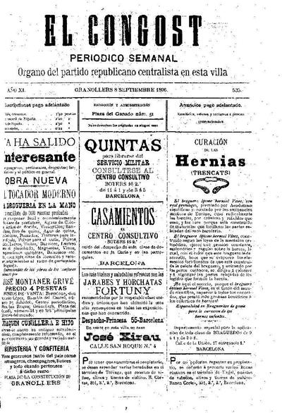 El Congost, 8/9/1896 [Issue]