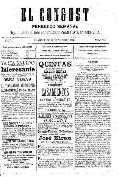 El Congost, 13/9/1896 [Issue]