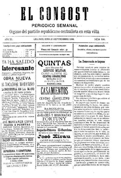 El Congost, 27/9/1896 [Issue]