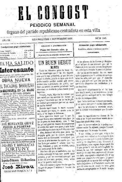 El Congost, 1/11/1896 [Issue]