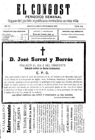 El Congost, 8/11/1896 [Issue]