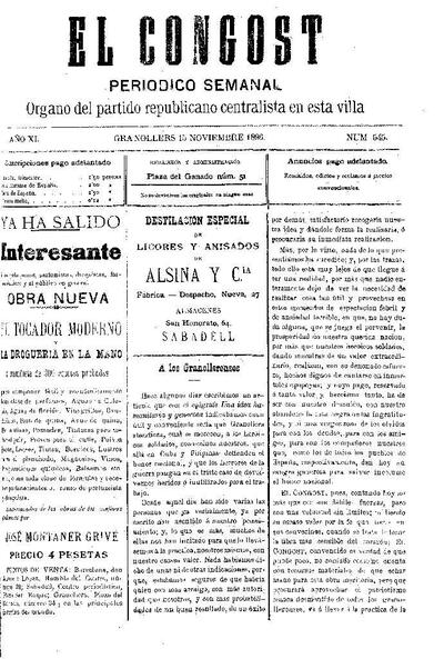 El Congost, 15/11/1896 [Issue]